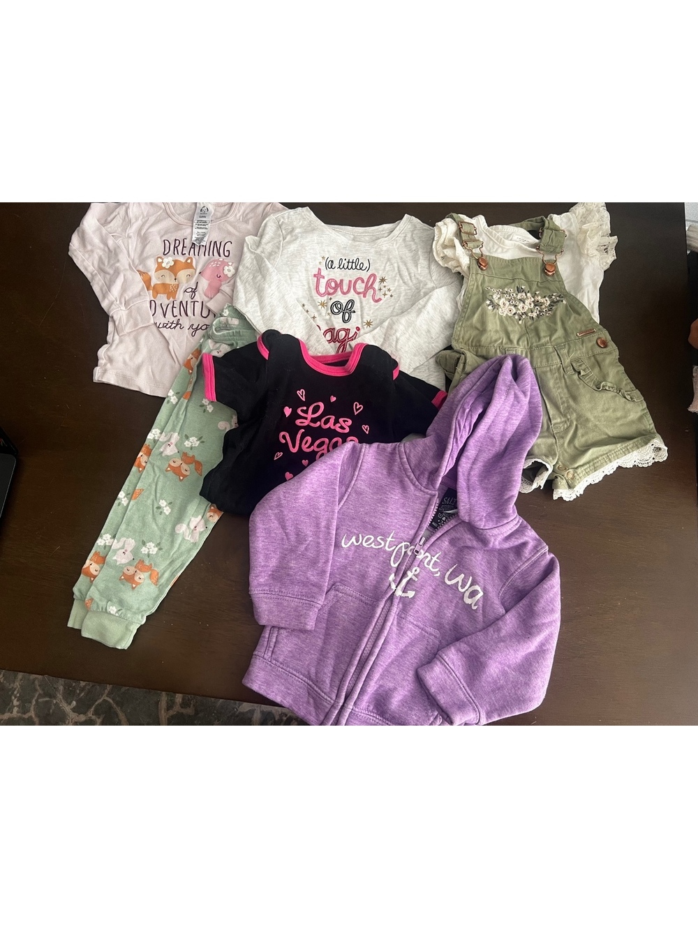 Toddler Girls 2T Clothing Lot Salt Creek Hoodie Overalls Tops Pajamas 7 Pieces
